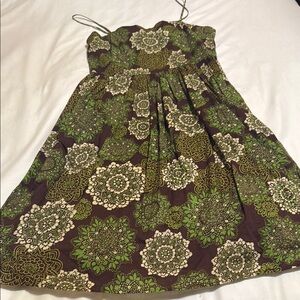 Green and Brown Floral Kids Dress